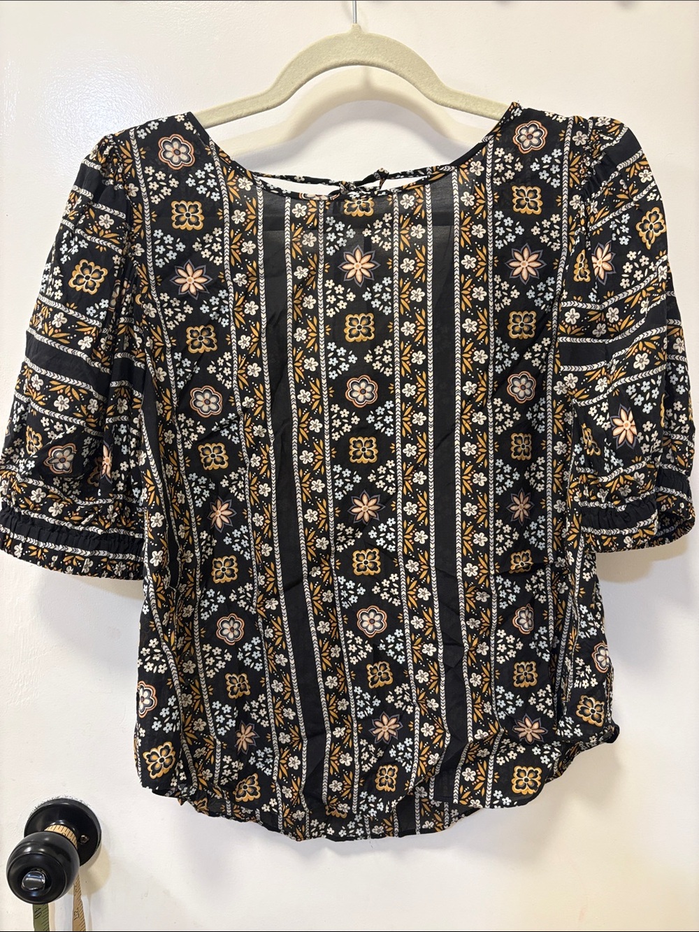 Black Floral-Print Women’s Blouse